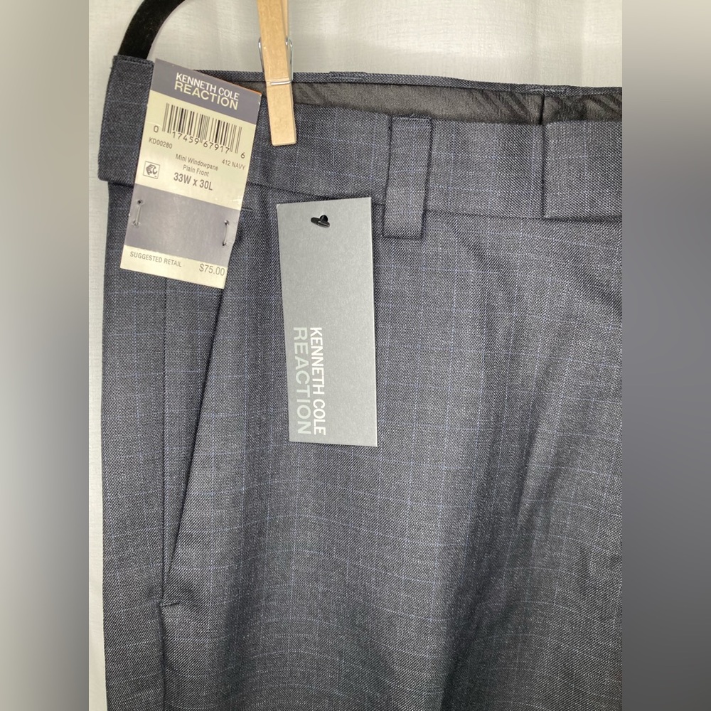 NWT Kenneth Cole Reaction Mens 33Wx30L Slacks Grey
